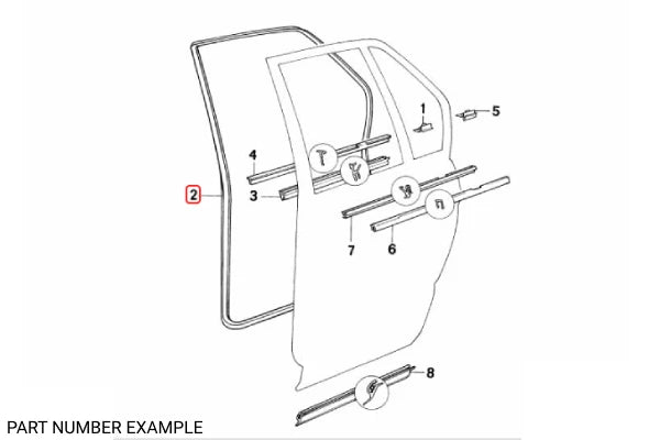 Genuine BMW Rear Inner Door Seal Left for E34 - 51219061485