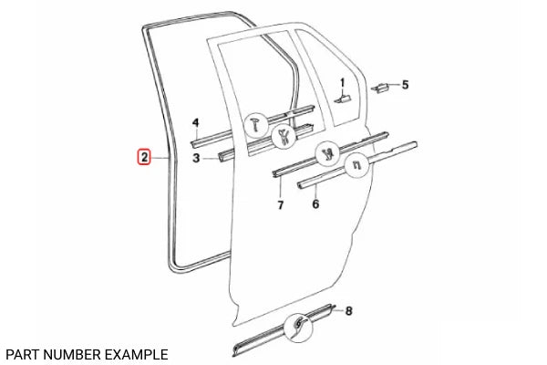 Genuine BMW Rear Inner Door Seal Right for E34 - 51219061486