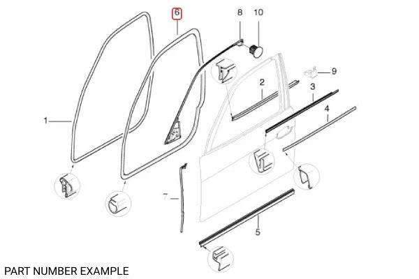 Genuine BMW Front Door Seal for E38 E39 - LHS / RHS - 51219069322