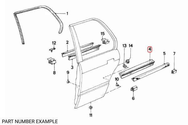 Genuine BMW Rear Lower Window Seal - Left Outer - 51221913069