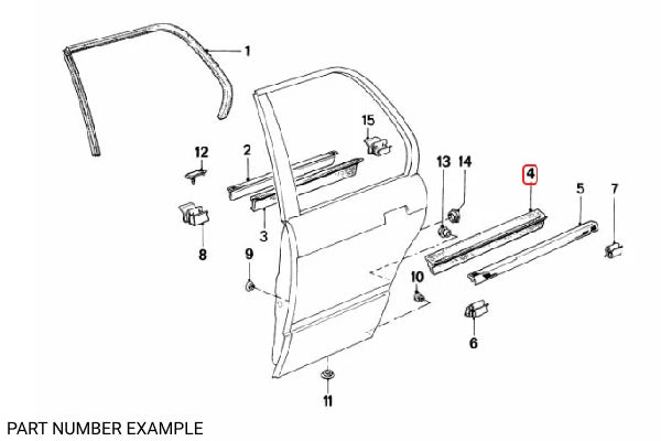 Genuine BMW Rear Lower Window Seal - Right Outer - 51221913070
