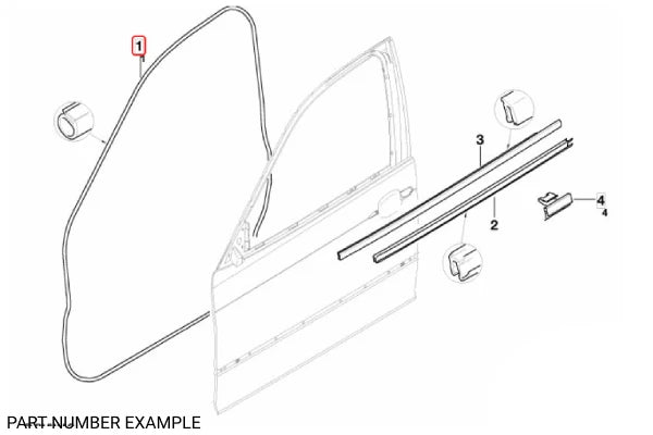 Genuine BMW Front Right Weatherstrip Seal for E46 Sedan - 51338194696