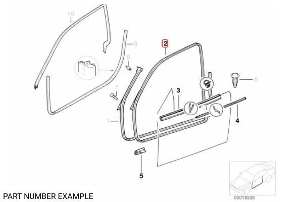 Genuine BMW Front Door Seal Left for E36 Coupe - 51712138957