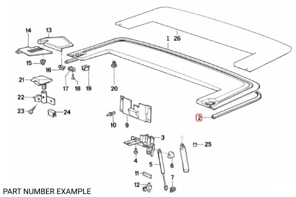 Genuine BMW Convertible Folding Top Lid Seal for E30 - 51712230857