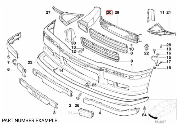 Genuine BMW Front Bumper Air Duct RHS for E36 M3 - 51712233362