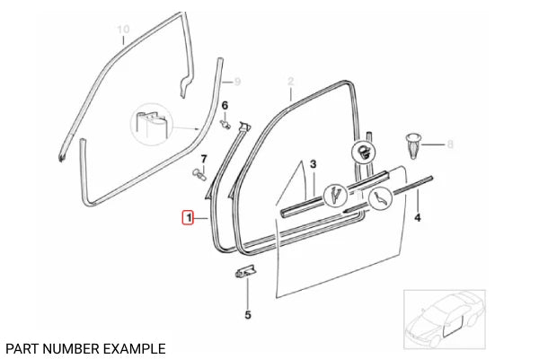 Genuine BMW Front Door Seal Right for E36 Convertible - 51718219551