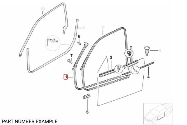 Genuine BMW Front Door Seal Left for E36 Convertible - 51718219552