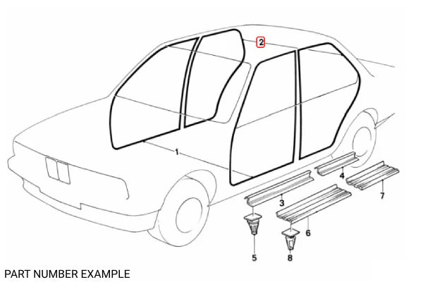 Genuine BMW Rear Door Moulding for E32 E34 - 51721946397