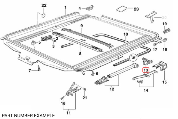 Genuine BMW Sunroof Sliding Frame Lift Lever Left - 54128119747