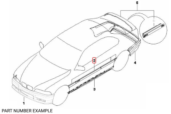 Genuine BMW M Door Moulding Kit for E36 Coupe / Convertible - 82119403140