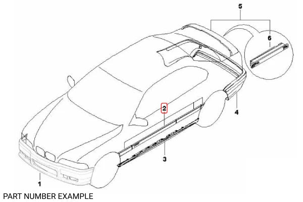 Genuine BMW M Door Moulding Kit for E36 Sedan - 82119403144