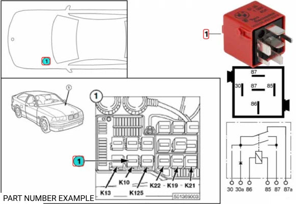 Genuine ABS Pump Motor Relay Red - 61361393404