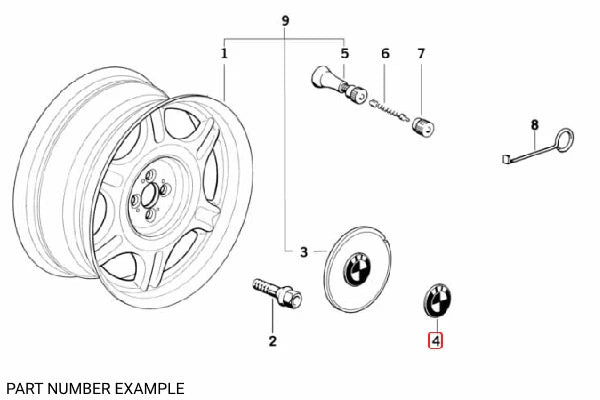 Genuine Wheel Emblem 58mm Adhesive Backed – 36131181081