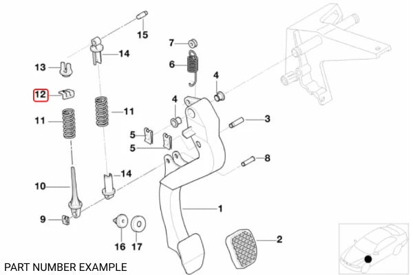 Retaining Clip for Clutch Pedal Return Spring – 35311162363 - E36 ...