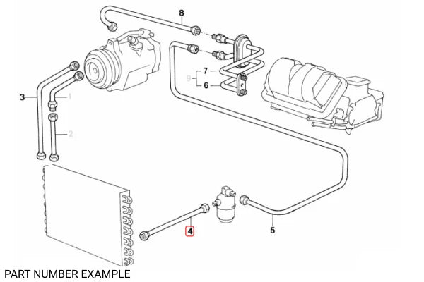 A/C Condenser Dryer High Pressure Hose - 64538391041