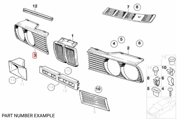 Genuine Front RHS E30 Grille – 51131945886
