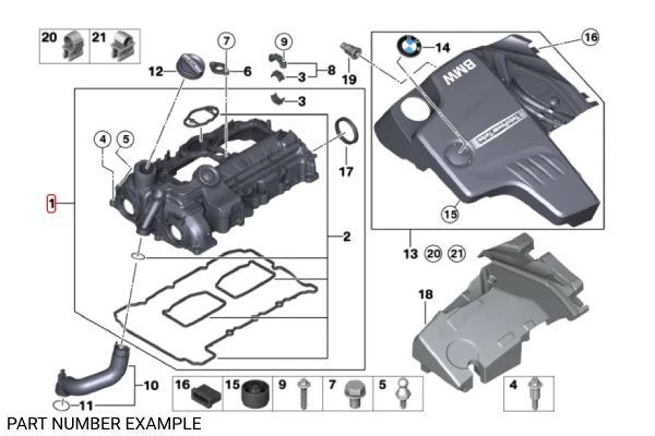 Genuine BMW Cylinder Head Valve Cover – 11127588412