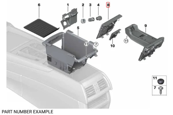 Genuine BMW Center Console Storage Compartment Trim for X5 X6 - 51169252106