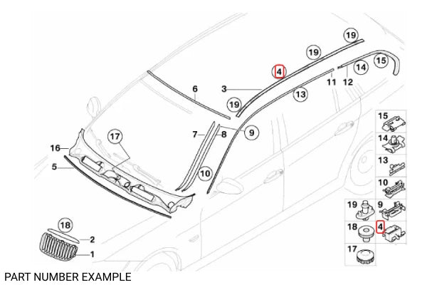 Genuine BMW Clip for Roof Rail for E91 – 51137073553