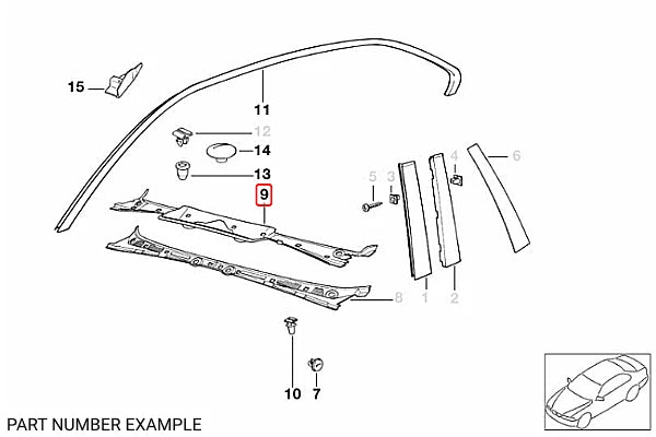 Genuine BMW Windshield Cowl Cover for RHD E36 – 51711977678