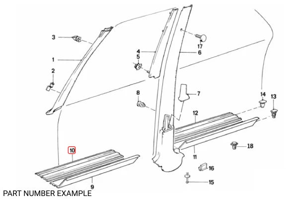 Genuine BMW Sill Strip Front Right for E30 – 51471904641