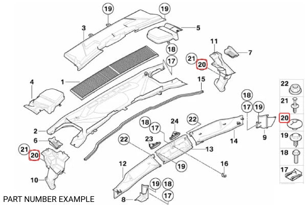 Genuine BMW Cowl Insulator Clip - 51488126849