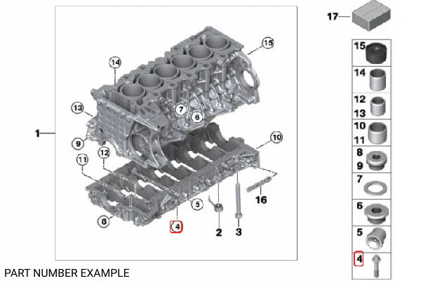 Genuine BMW Crank Case Fasteners for N52 N54 N55 S55 – 11110392552
