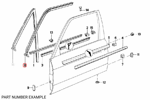 Genuine BMW Door Seal Front Left for E30 - 51211888157