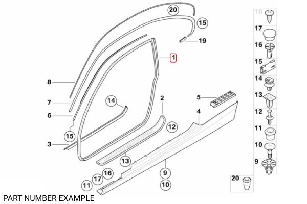 Genuine BMW Door Seal Left for E92 - 51767175783