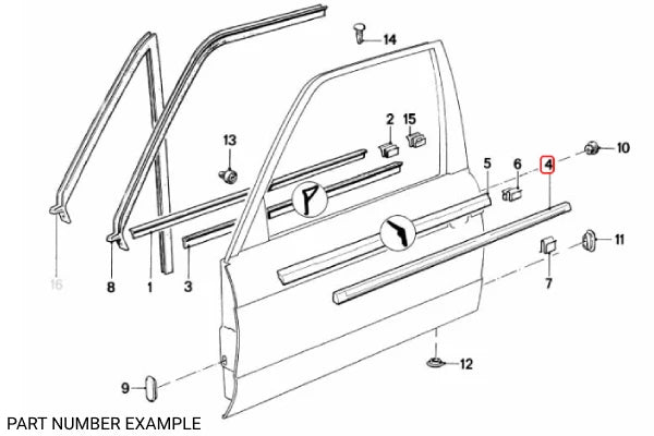 Genuine BMW Door Trim Moulding Left for E30 in Schwarz - 51211932385