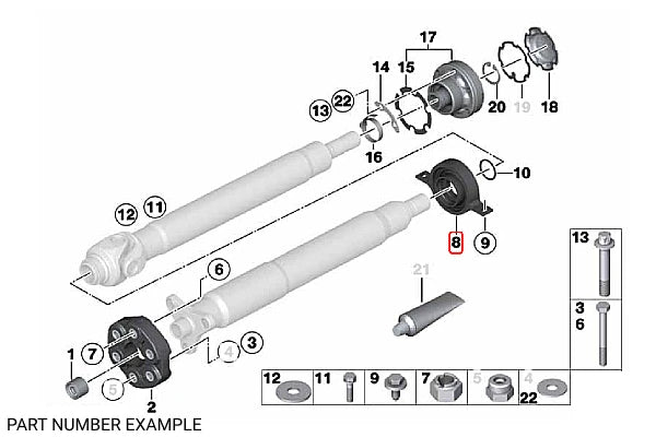 Genuine BMW Driveshaft Center Support Bearing – 26122283046