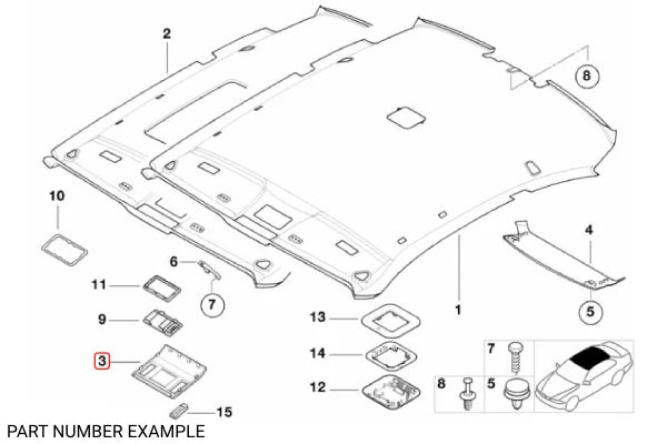Genuine BMW Front Headlining Cover for E46 – 51442699062