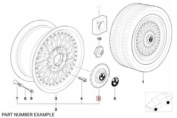 Genuine BMW Style 5 Hub Cap Centre – 36131181068