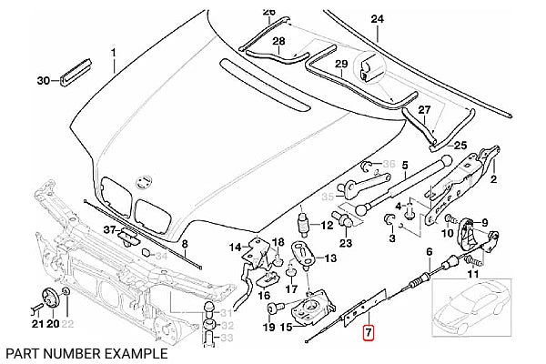 Genuine BMW Bonnet Release Cable for E46 – 51238218859