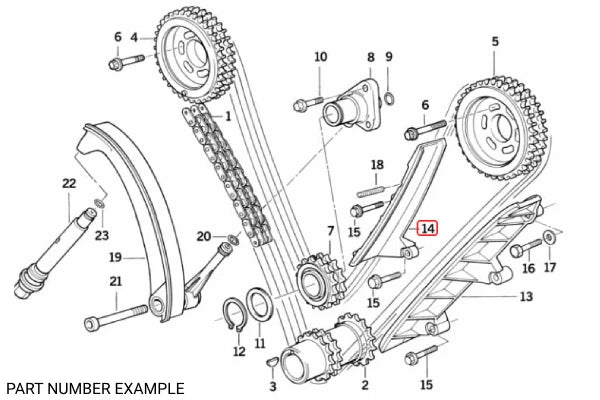 Genuine BMW Lower Timing Guide Rail (Cylinder 5-8) for M60 - 11311741247