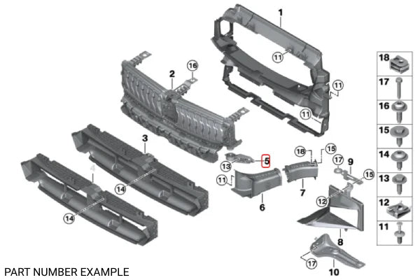 Genuine BMW Radiator Support Air Deflector Bracket Right - 51647434062