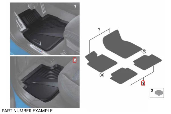 Genuine BMW Rubber All Weather Rear Floor Mats for F40 F44 - 51472469123
