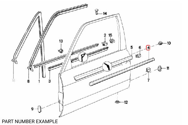 Genuine BMW Door Trim Moulding Right for E30 in Schwarz - 51211932386
