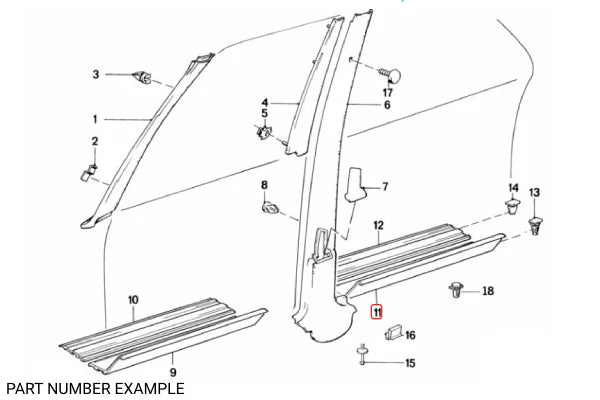 Genuine BMW Sill Strip Left for E30 – 51471933557