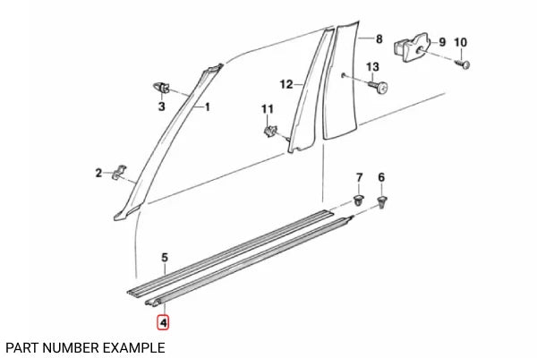 Genuine BMW Sill Strip Right for E30 – 51471906724