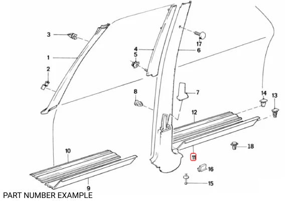 Genuine BMW Sill Strip Right for E30 – 51471933558
