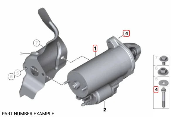 Genuine BMW Starter Mounting Bolts / Hardware - 12410392577
