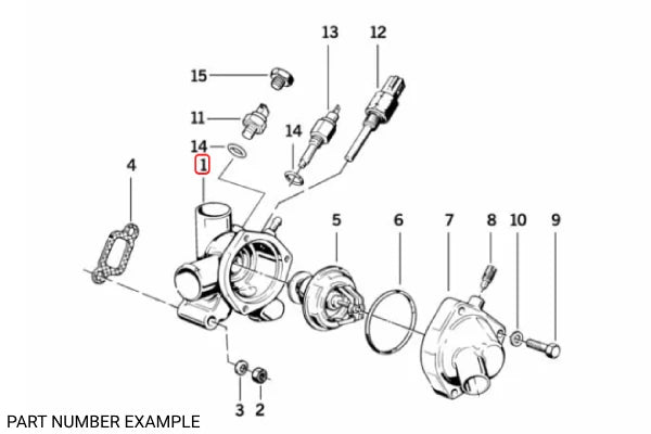 Genuine BMW Thermostat Housing (Inner) for M20 – 11531730470