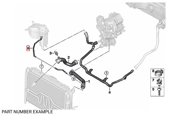 Genuine BMW Coolant Expansion Vent Line Radiator Top – 17127565091