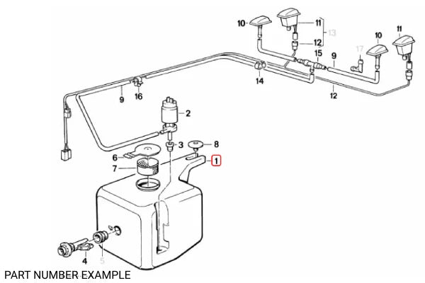Genuine BMW Washer Fluid Container for E30 – 61661370788