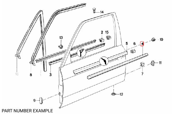 Genuine BMW Door Trim Moulding Left for E30 in Chrome - 51211888421