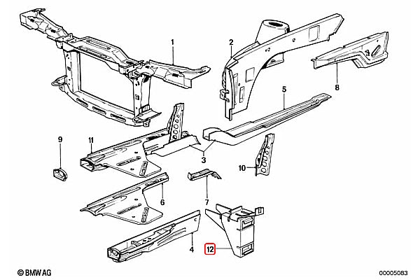 BMW E30 M3 Front Lateral Bumper Side Bracket Set - 41142232541 / 41142232542