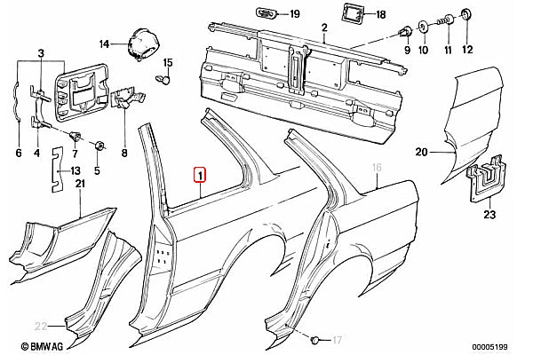 BMW E30 M3 Left Hand Rear Side Panel - 41001943993