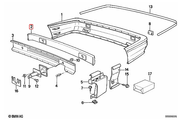 BMW E30 M3 Rear Bumper Carrier - 51121940044