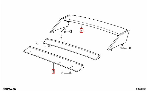 BMW E30 M3 Sport Evolution III Rear Spoiler Set - 51712234562 / 51711942152 / 51712233063